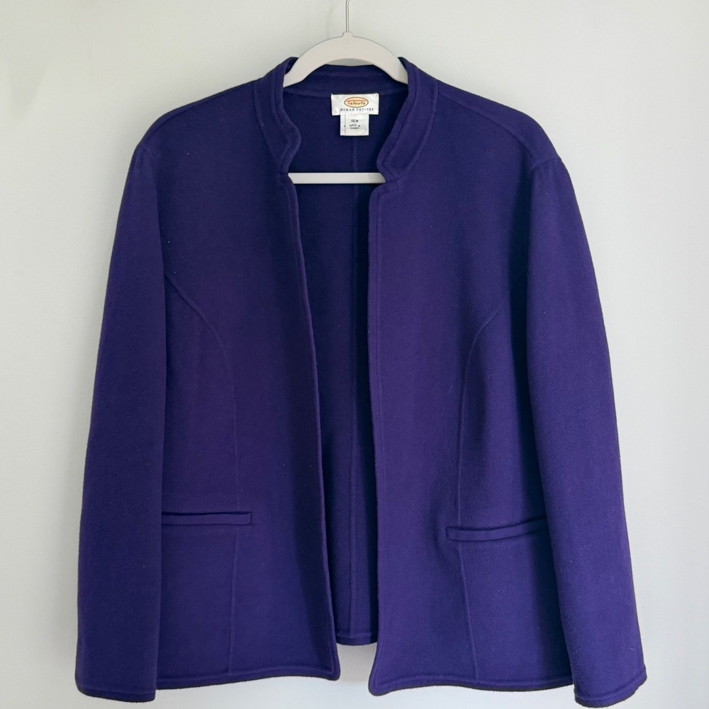 Vintage Talbots 100% Wool Blazer Jacket Open Front Collarless 16WP Petite